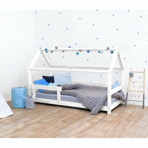 Bílá dětská postel s bočnicí ze smrkového dřeva Benlemi Tery, 90 x 190 cm